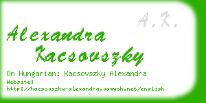 alexandra kacsovszky business card